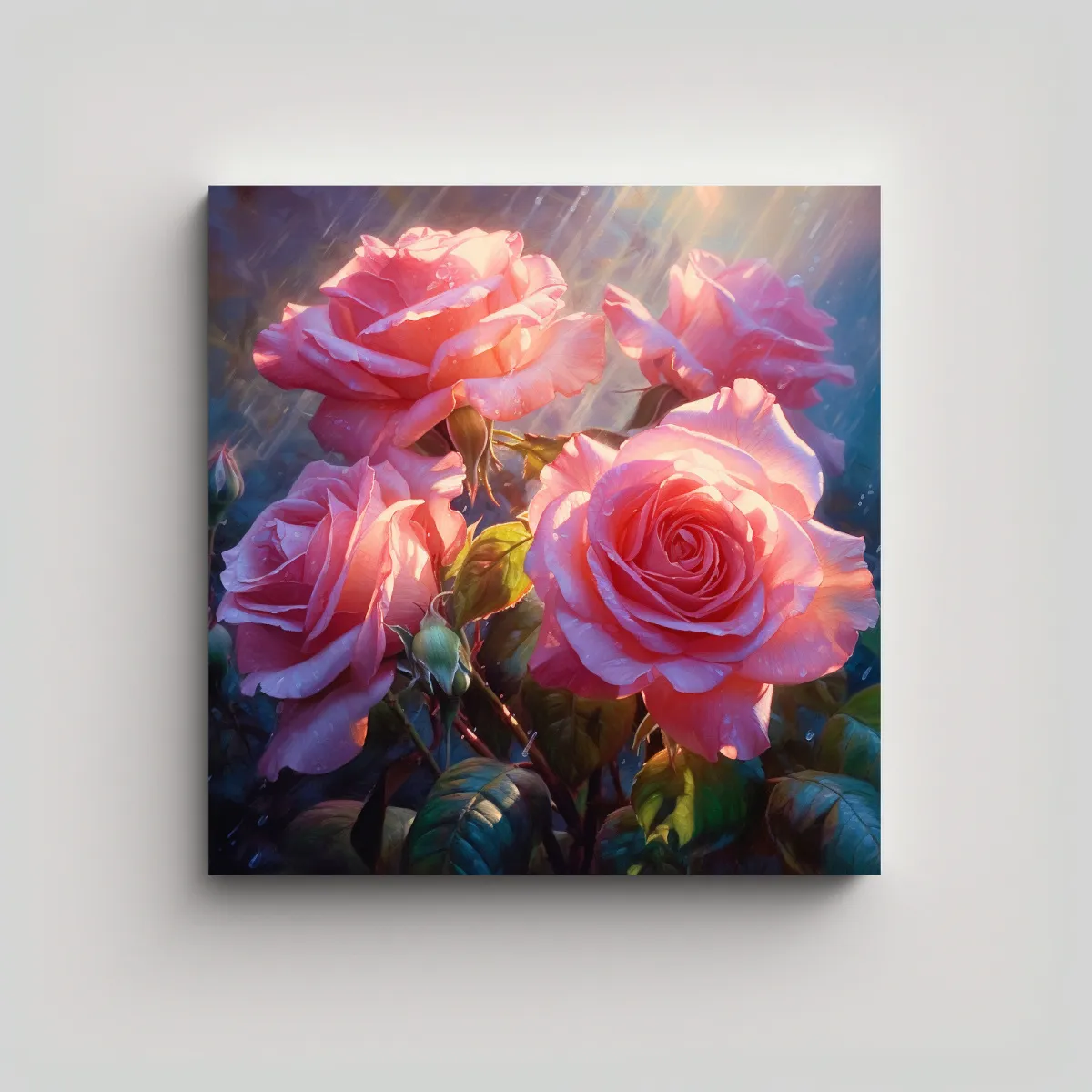 GENERICO - Rosa Brillante Sublimada En Tela Canva 40x40 Cm