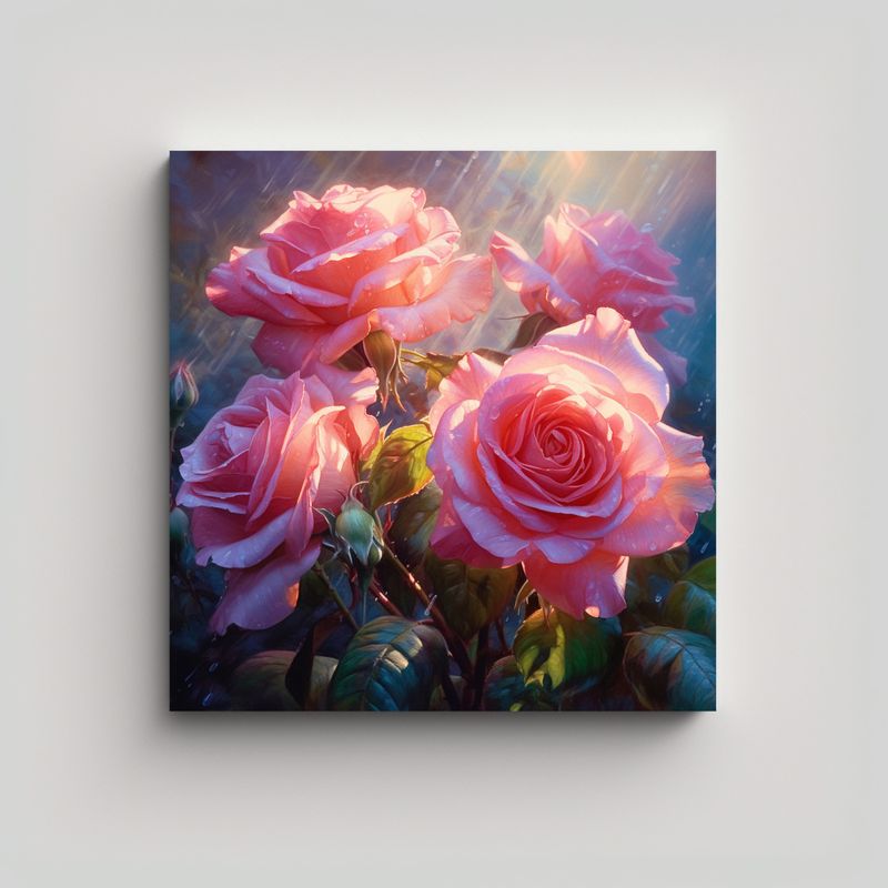GENERICO - Rosa Brillante Sublimada En Tela Canva 30x30 Cm