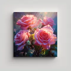 GENERICO - Rosa Brillante Sublimada En Tela Canva 30x30 Cm