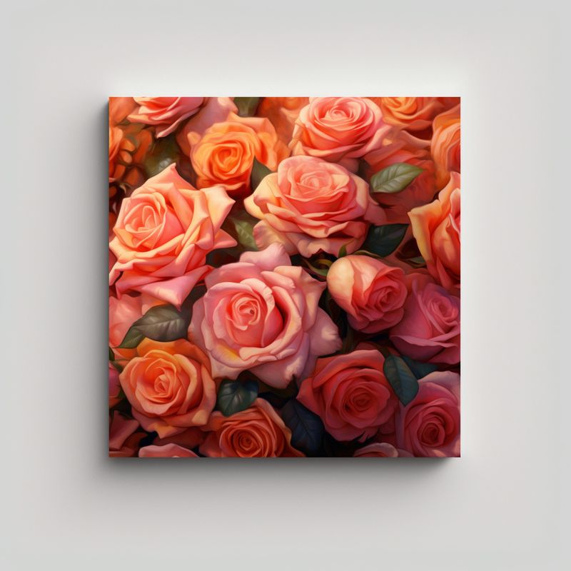 GENERICO - Cuadros Estrellados Y Wallpaper Realista De Rosas 40x40 Cm