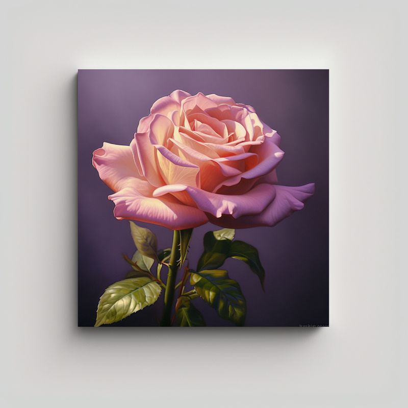 GENERICO - Rosa Abierta En Óleo Realista Lienzo Decorativo 30x30 Cm