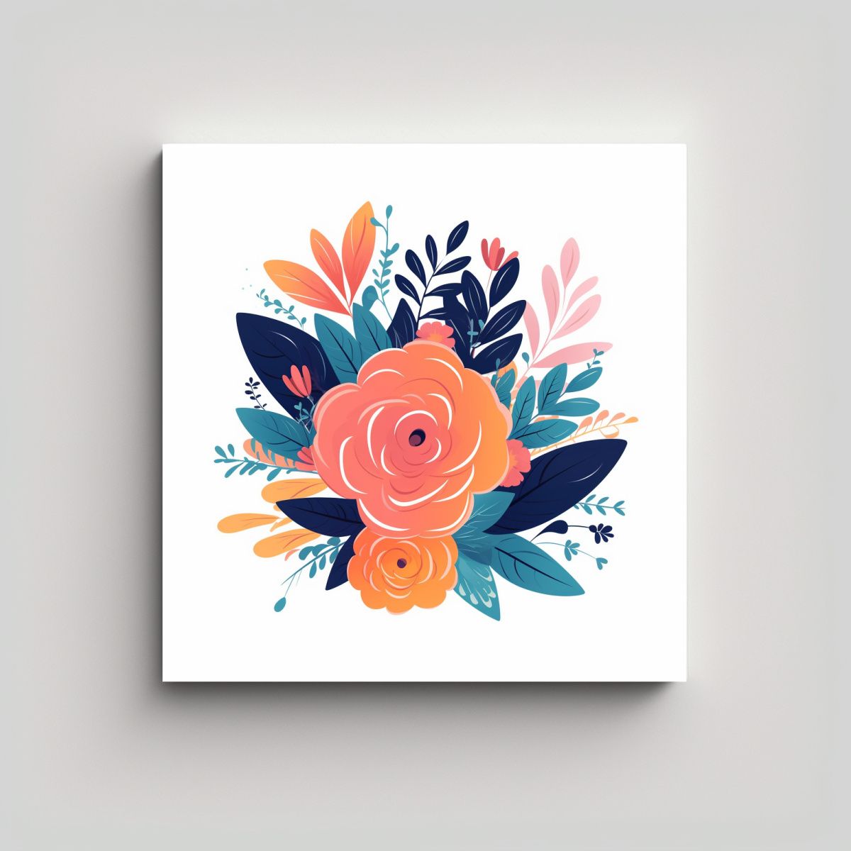 GENERICO - Cuadro Floral Romántico Clásico: Diseño Plano 50x50 Cm