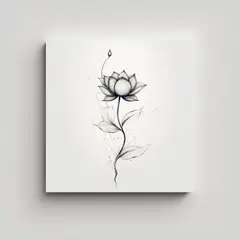 GENERICO - Lámina De Flor De Loto Y Enredadera Tinta Negra 30x30 Cm