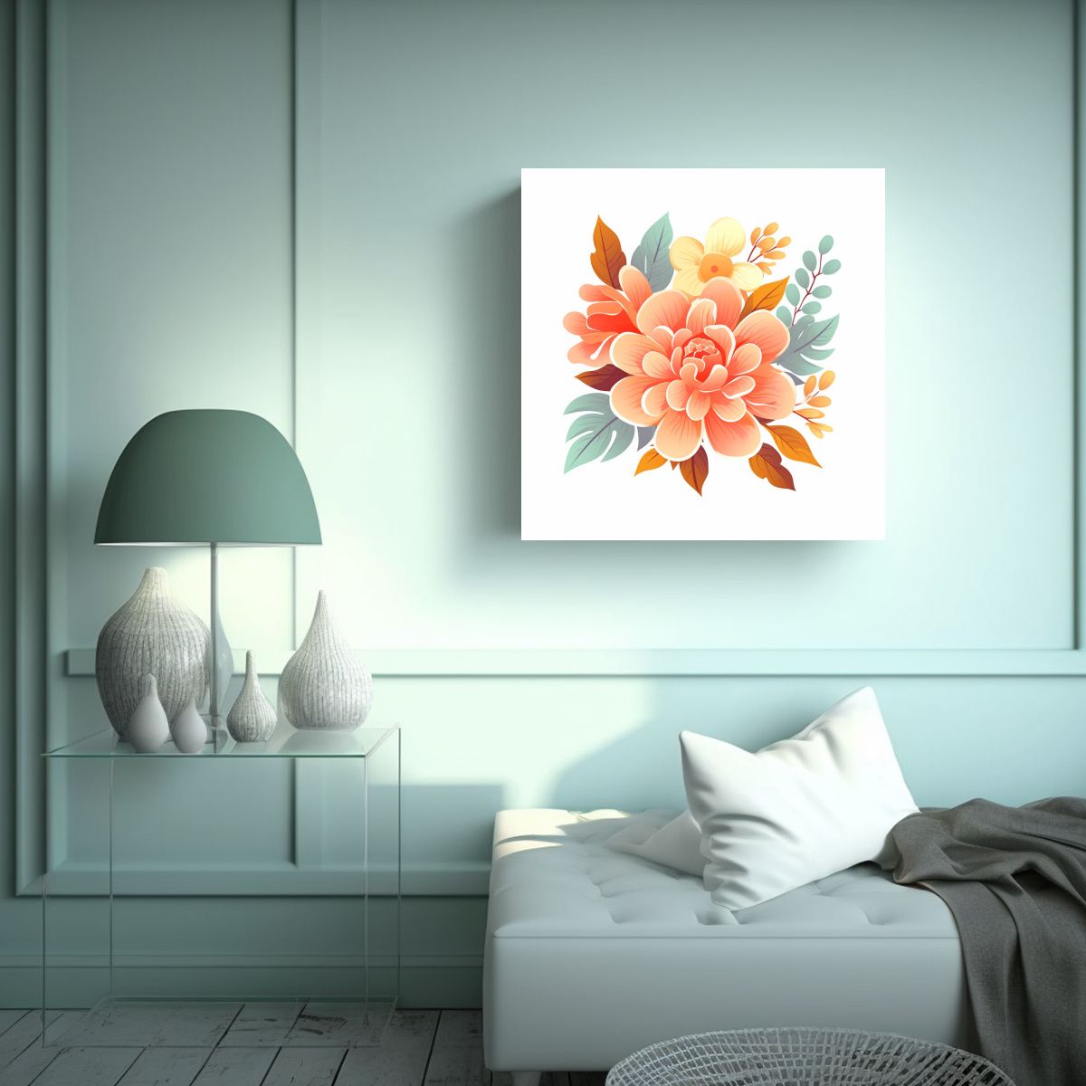 GENERICO - Lienzo Floral Romántico: Decoración Con 30x30 Cm