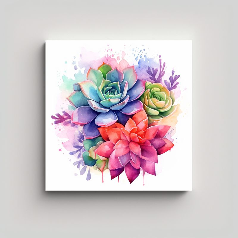 GENERICO - Composición De Vida Abstracta: Jardín Suculento 60x60 Cm