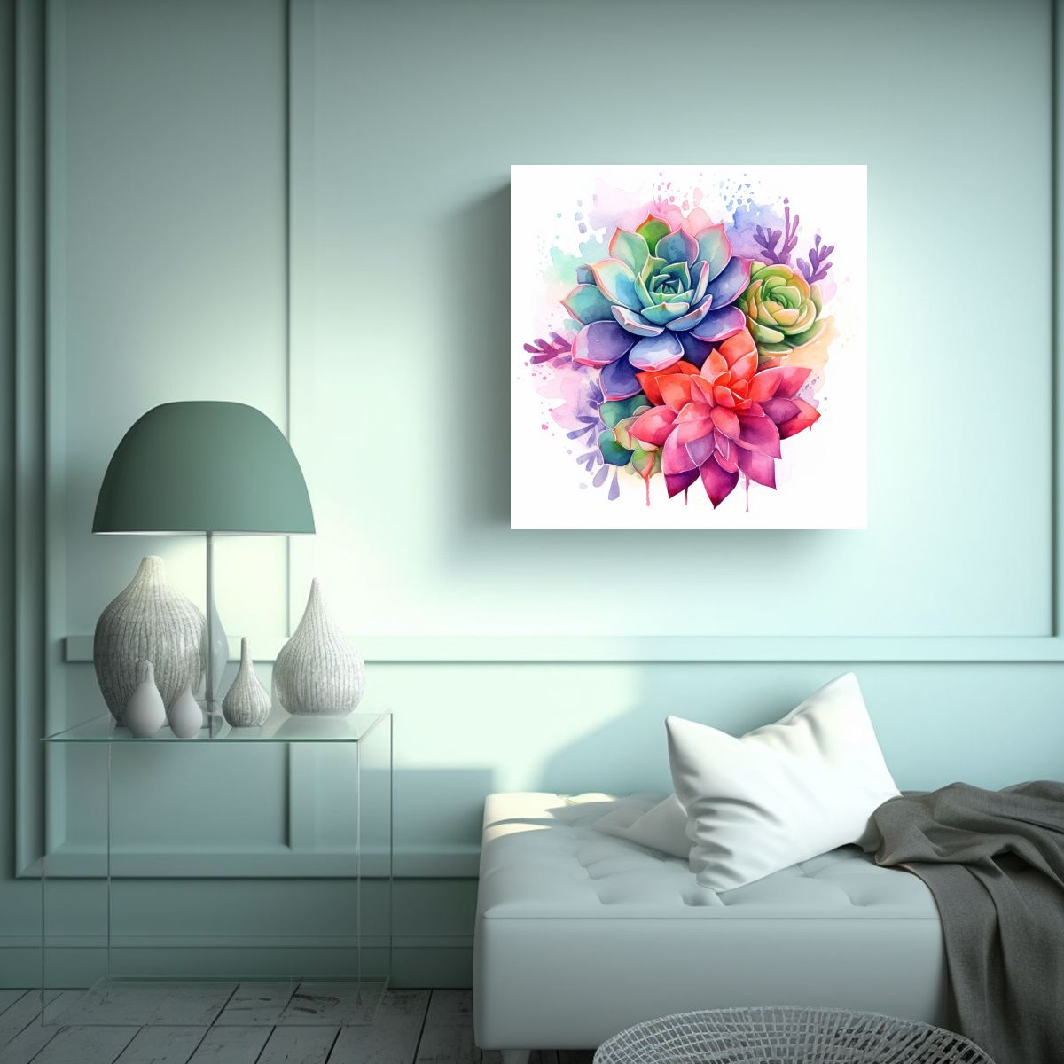 GENERICO - Composición De Vida Abstracta: Jardín Suculento 40x40 Cm