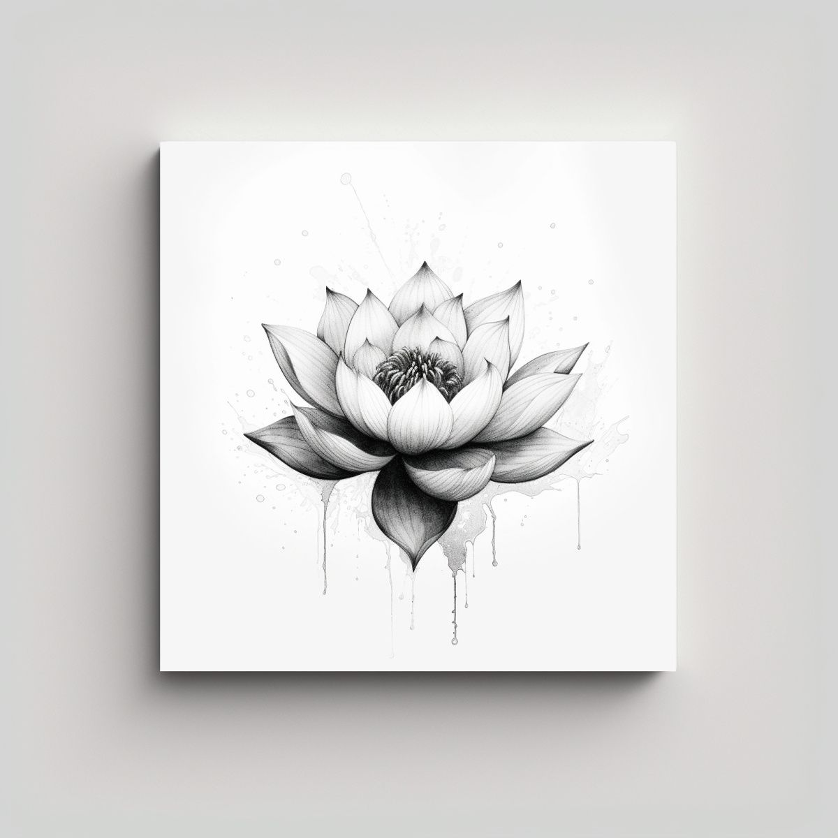 GENERICO - Vintage Lotus Flower Tattoo Wall Art Impacto 30x30 Cm.