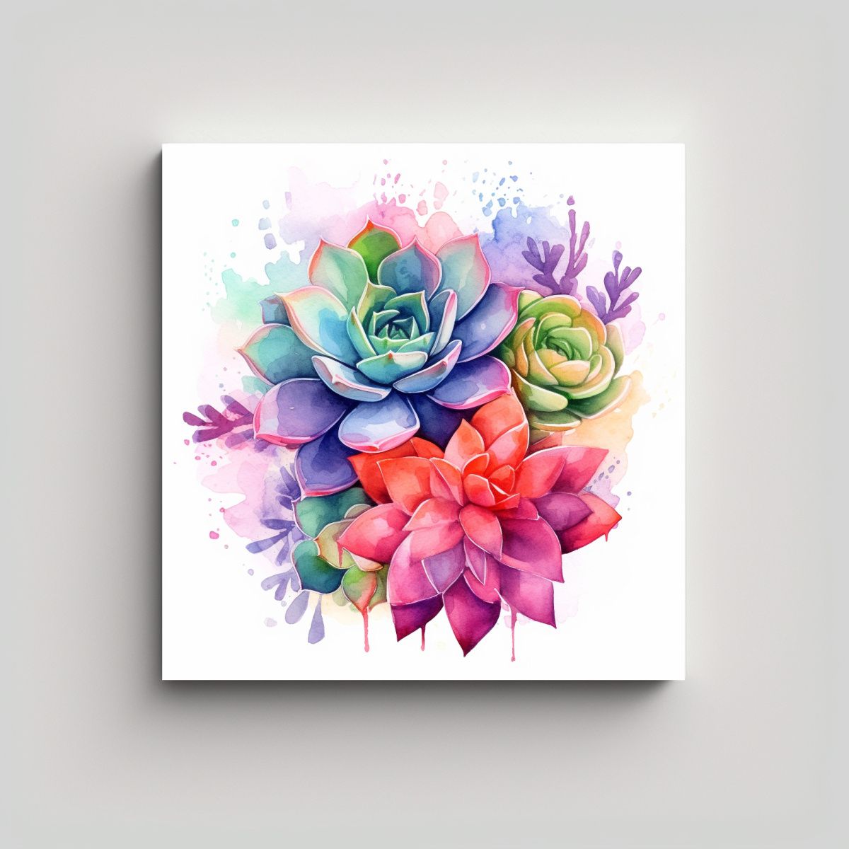 GENERICO - Composición De Vida Abstracta: Jardín Suculento 90x90 Cm