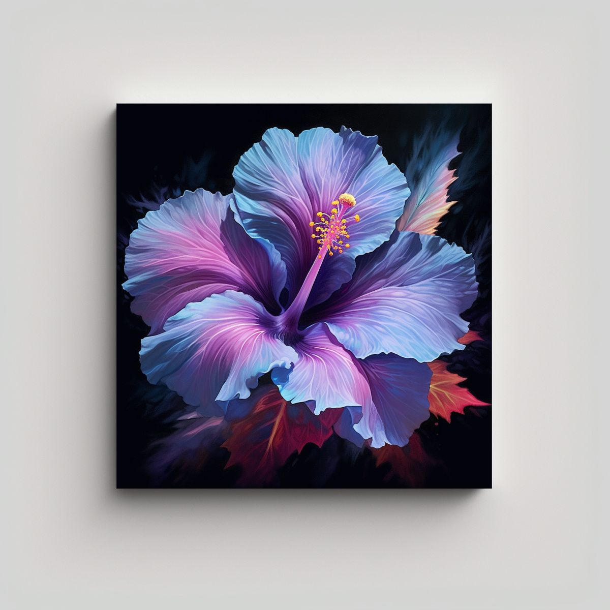 GENERICO - Moderno Arte Pared Hibisco Azul Púrpura 70x70 Cm