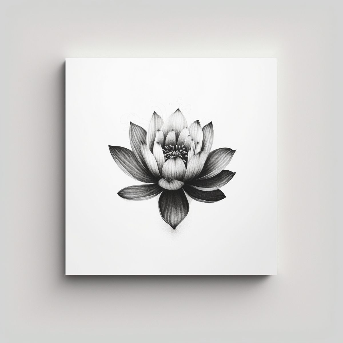 GENERICO - Flor De Loto En Tinta Negra Estilo Tatuaje Arte 60x60 Cm