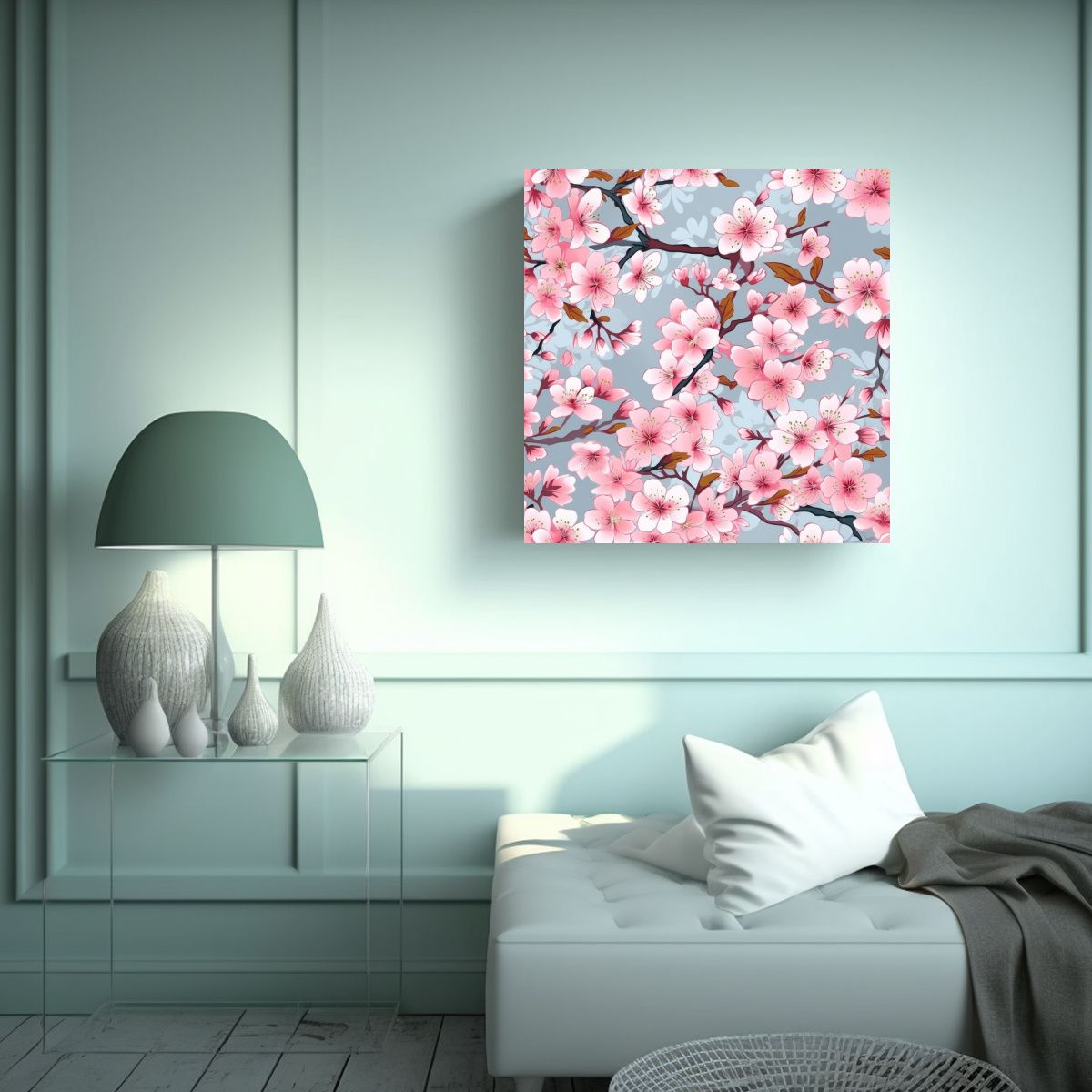 GENERICO - Diseño Moderno Cuadro Cerezo Flores Detalle 90x90 Cm