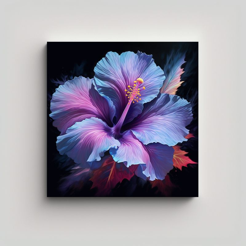 GENERICO - Moderno Arte Pared Hibisco Azul Púrpura 50x50 Cm