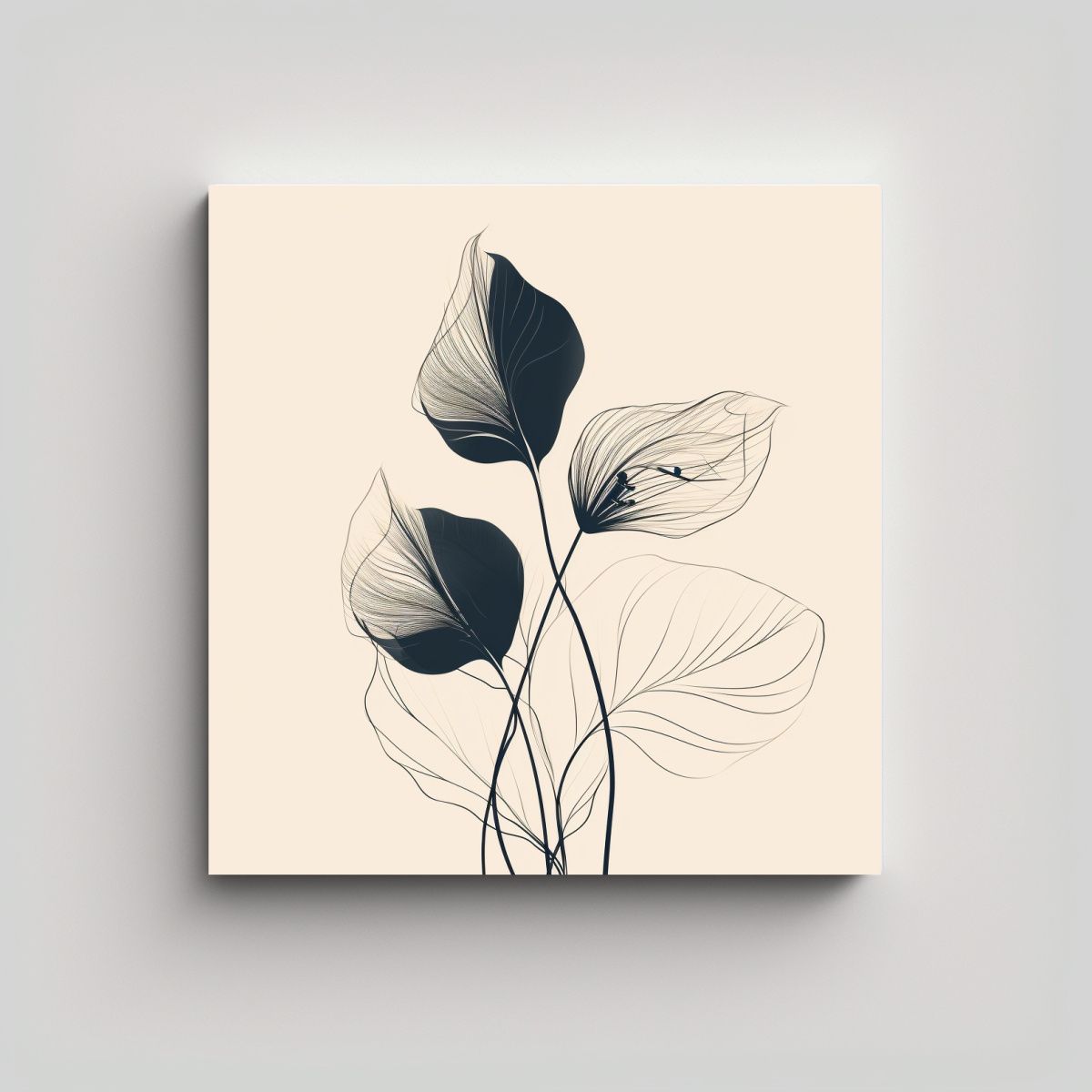 GENERICO - Dibujo Minimalista Elegante De Hojas Botánicas 30x30 Cm