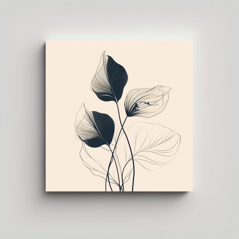 GENERICO - Dibujo Minimalista Elegante De Hojas Botánicas 30x30 Cm