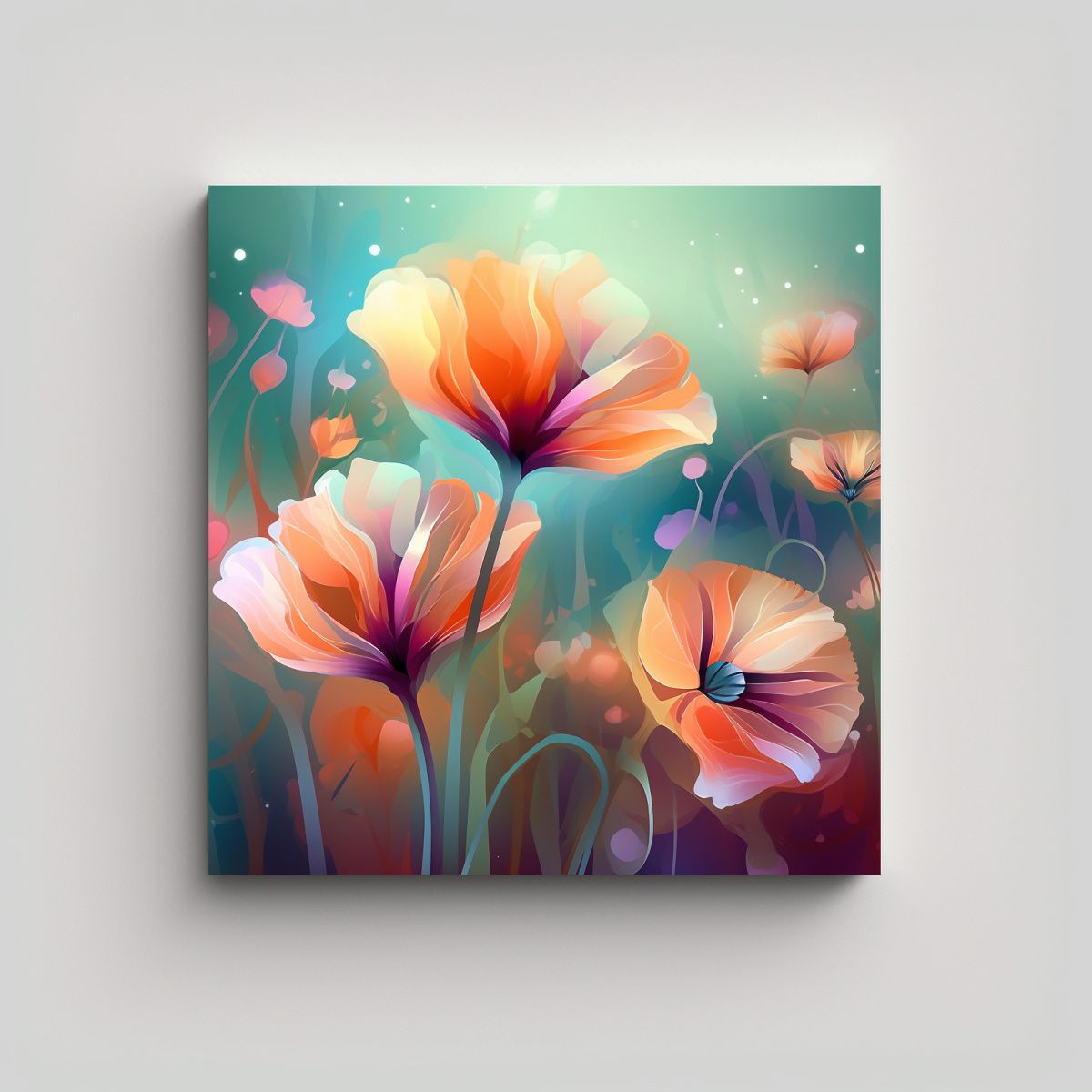 GENERICO - Ilustración Abstracta De Flores En Canva De 60x60 Cm