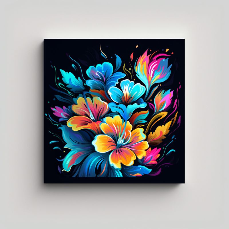 GENERICO - Minimalismo Expresivo: Cuadro De Flores Coloridas 30x30 Cm