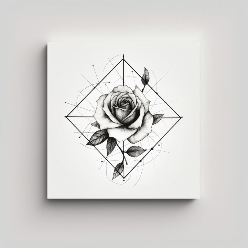 GENERICO - Diseño Minimalista De Rosa En Lienzo: Geometría 30x30 Cm