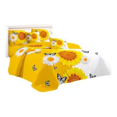 GENERICO - Cubre Cama King Quilt 2.5 Plazas Estampado Girasol 652