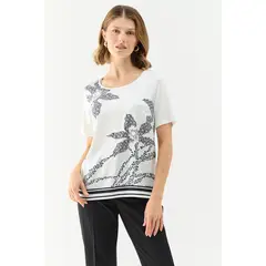 MA GRIFFE - Polera Manga Corta Crudo Mujer Magriffe