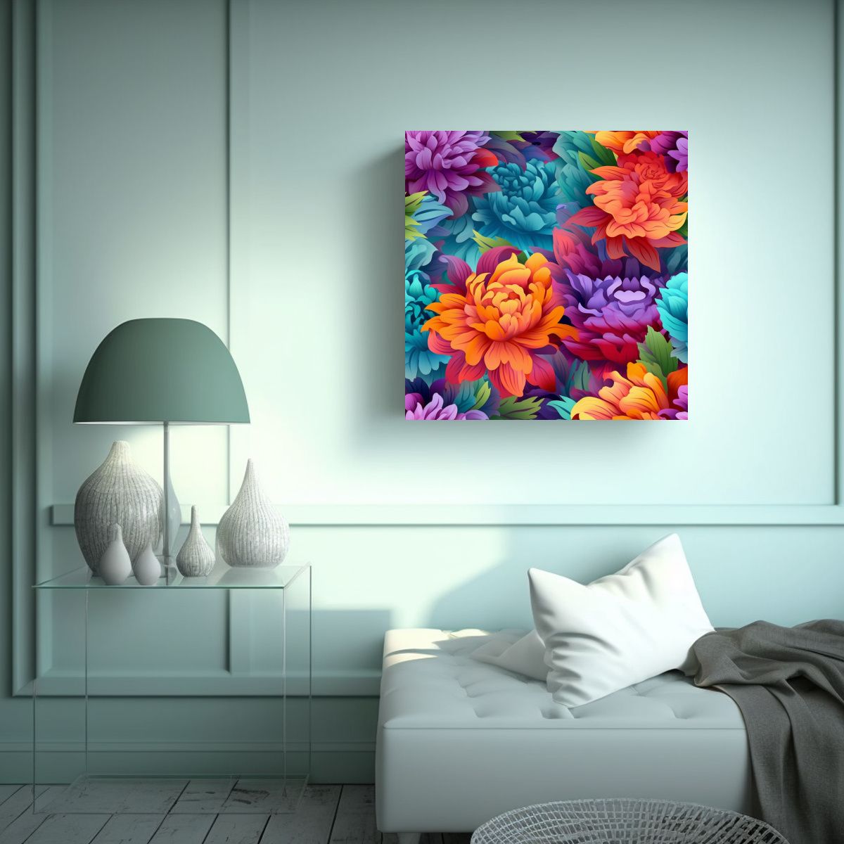 GENERICO - Lienzo De Equilibrio Visual Con Diseño Floral 70x70 Cm