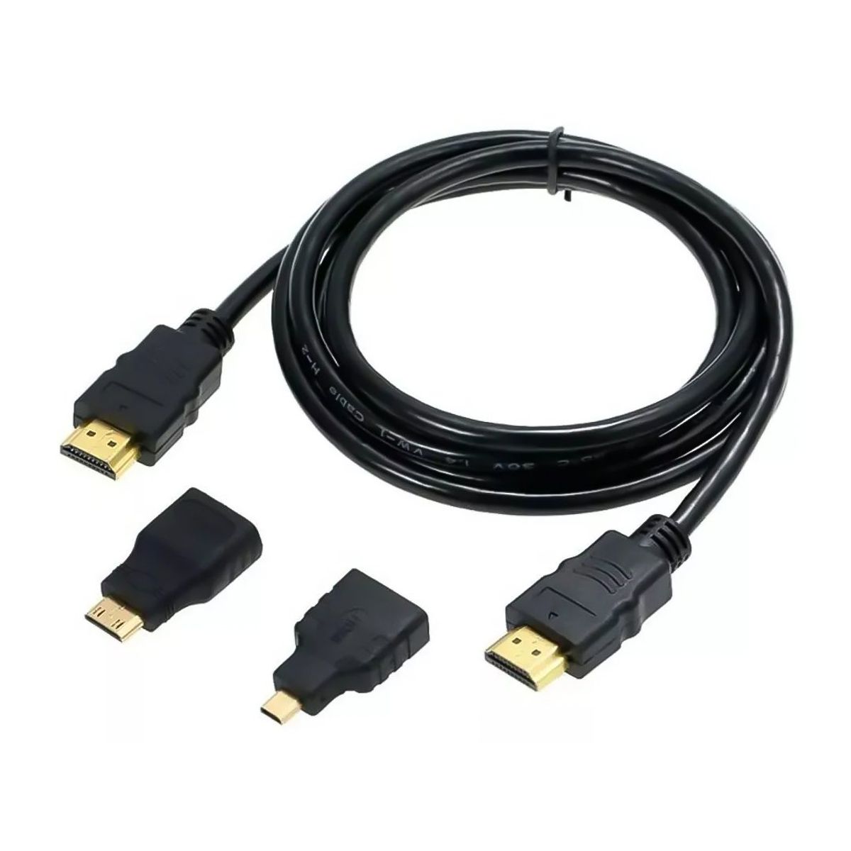 GENERICO - Cable HDTV 3 En 1 con  Adaptadores Mini y Micro HDTV