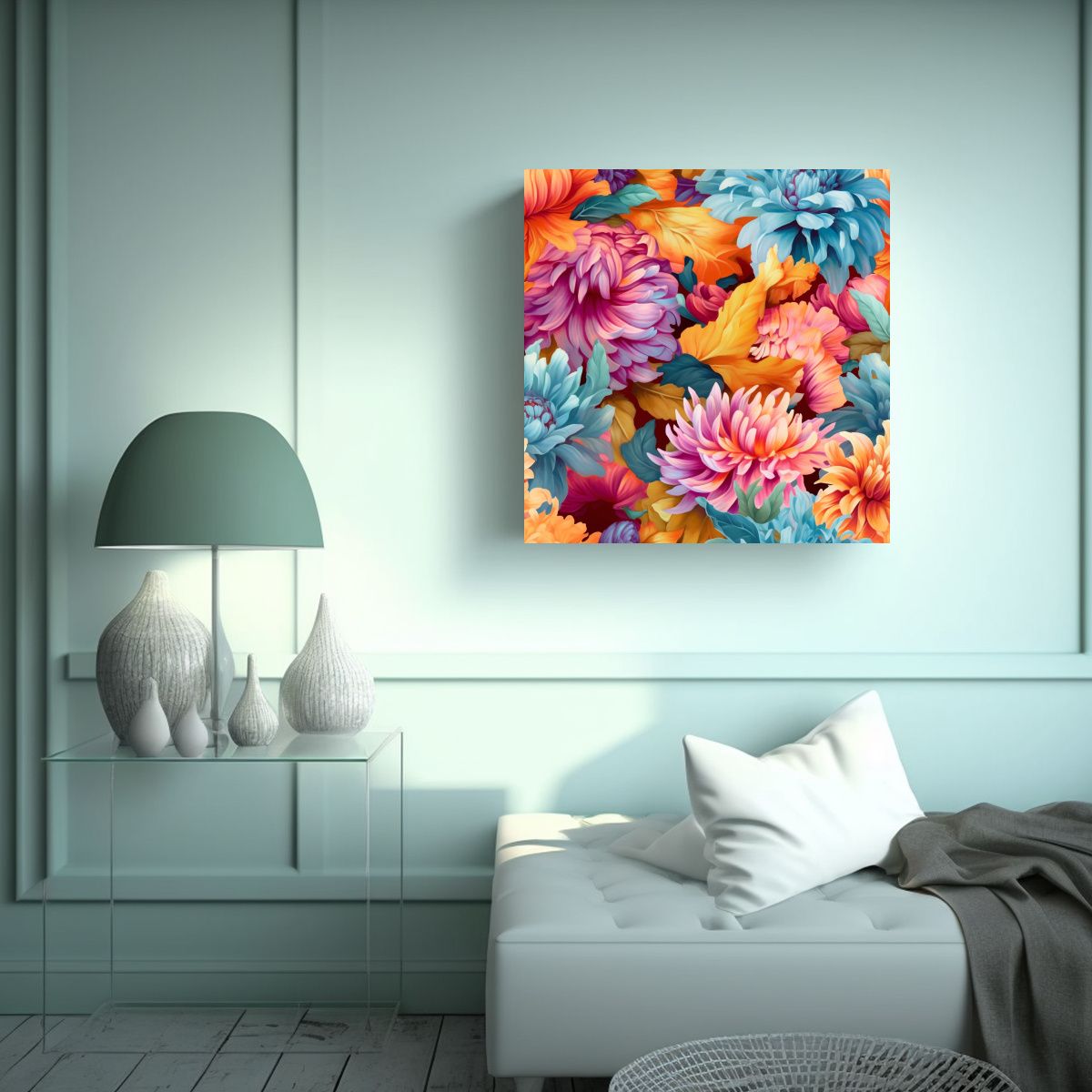 GENERICO - Cuadro Moderno De Flores Coloridas Para Decorar 70x70 Cm