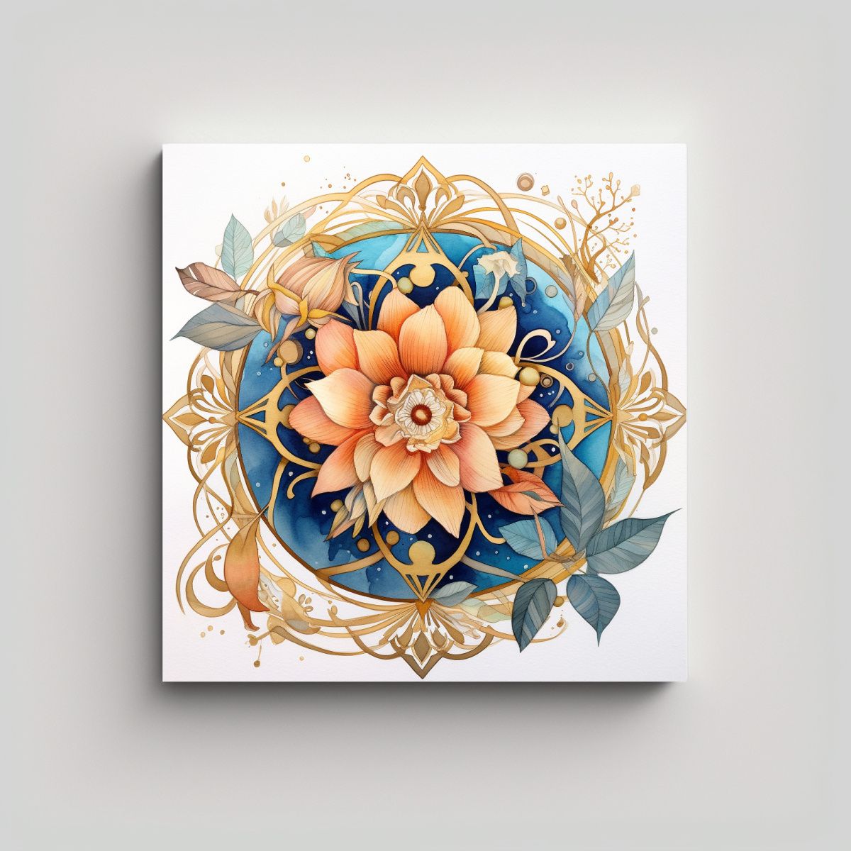 GENERICO - Lienzo Calidos Intensidad Acuarelas Mandala 90x90 Cm