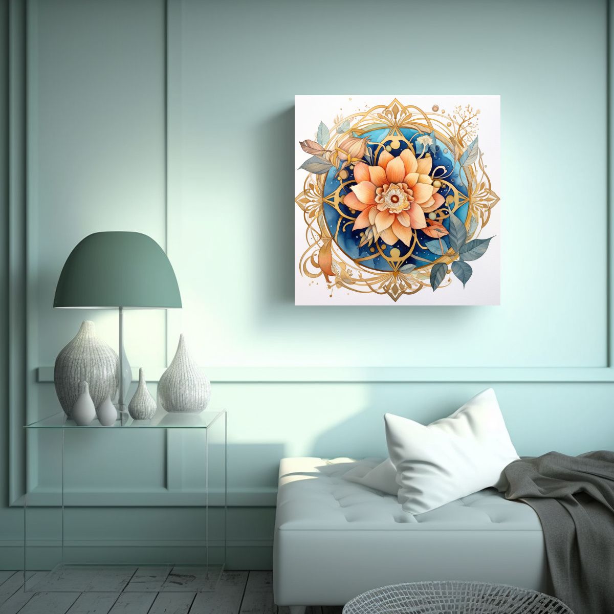 GENERICO - Lienzo Calidos Intensidad Acuarelas Mandala 90x90 Cm