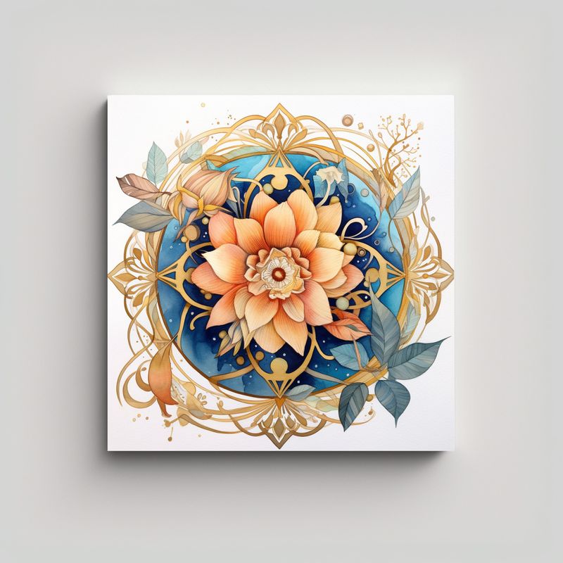GENERICO - Lienzo Calidos Intensidad Acuarelas Mandala 60x60 Cm