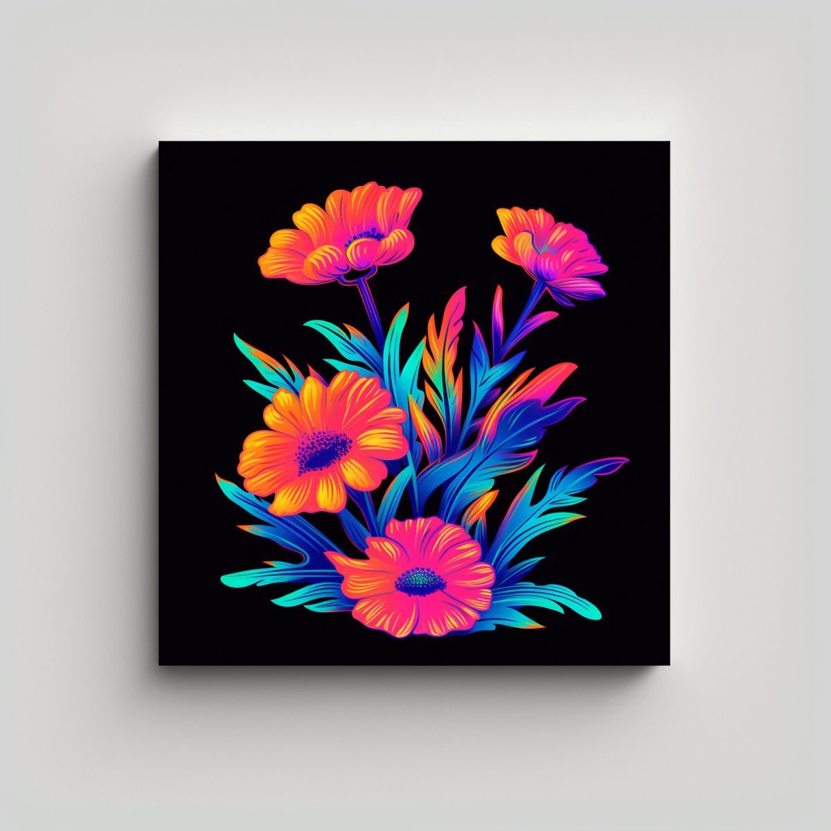 GENERICO - Exposición De Arte Minimalista Retro: Flores 80x80 Cm