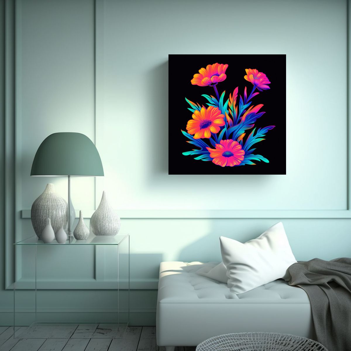 GENERICO - Exposición De Arte Minimalista Retro: Flores 80x80 Cm