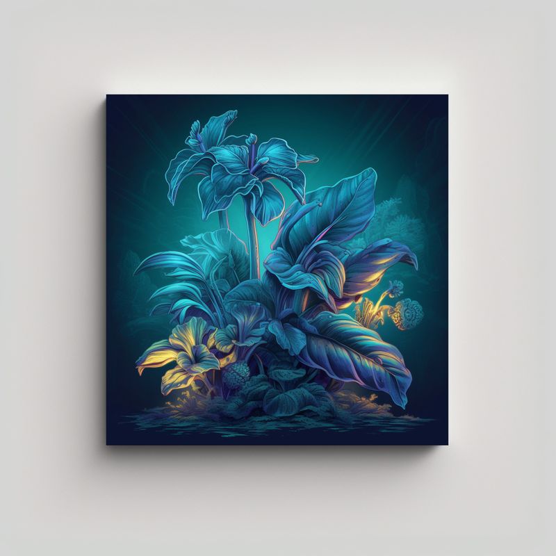 GENERICO - Arte De Pared Original: Planta Tropical 70x70 Cm