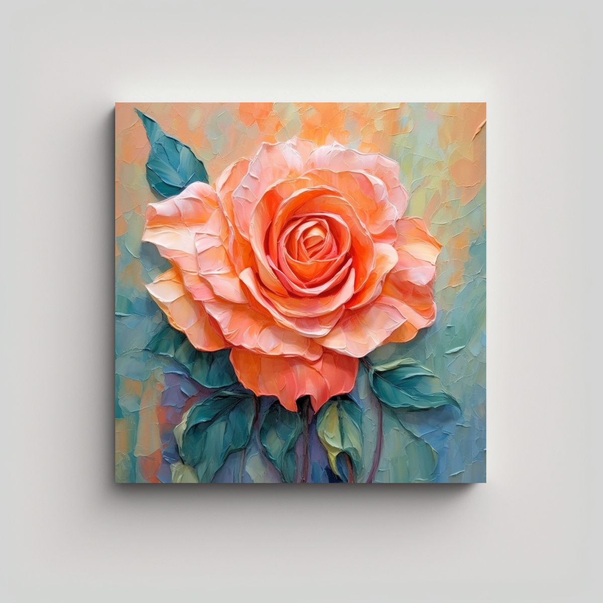 GENERICO - Cuadro Decorativo: Expresividad Y Rosa Coral De 80x80 Cm