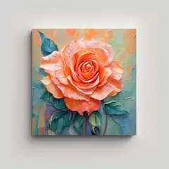 GENERICO - Cuadro Decorativo Expresividad Y Rosa Coral De 30x30 Cm