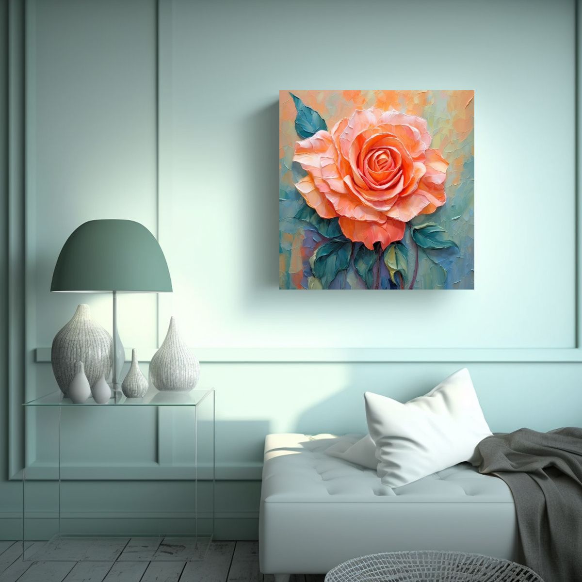 GENERICO - Cuadro Decorativo Expresividad Y Rosa Coral De 30x30 Cm