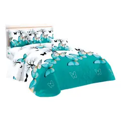 GENERICO - Cubre Cama King Quilt 2.5 Plazas Estampado Mariposas - 658