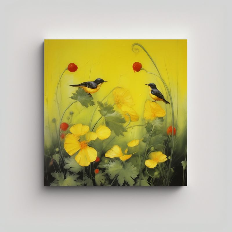 GENERICO - Decoración Inspiradora Flores Amarillas Para 80x80 Cm