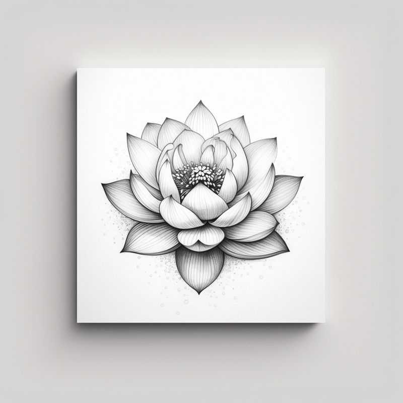 GENERICO - Arte De Tatuaje En Lienzo, Flor De Loto Calidos 40x40 Cm