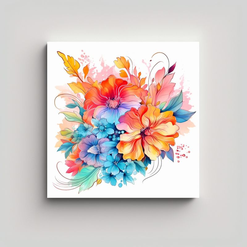 GENERICO - Arte Decorativo Lienzo Líneas Finas Flores 70x70 Cm