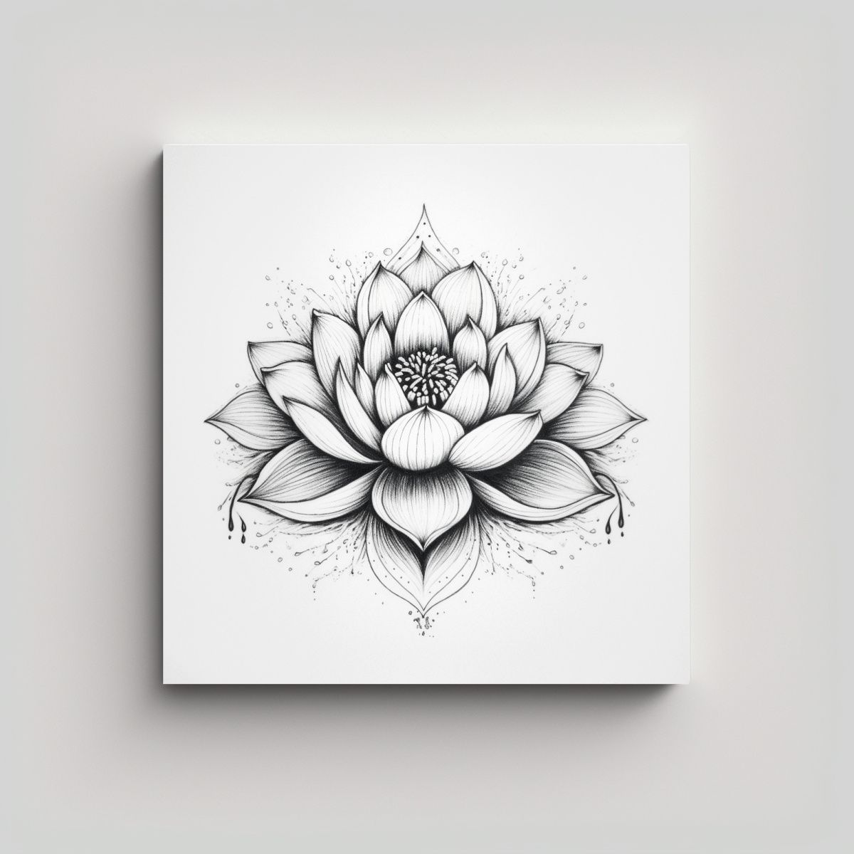 GENERICO - Tinta De Arte Dibujo Lotus Negro Estilo Tatuaje 50x50 Cm.