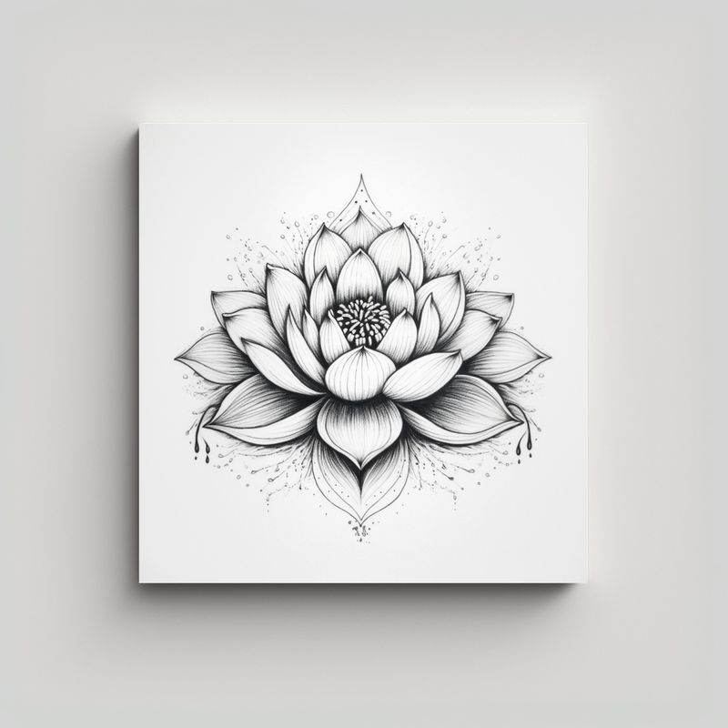 GENERICO - Tinta De Arte Dibujo Lotus Negro Estilo Tatuaje 40x40 Cm
