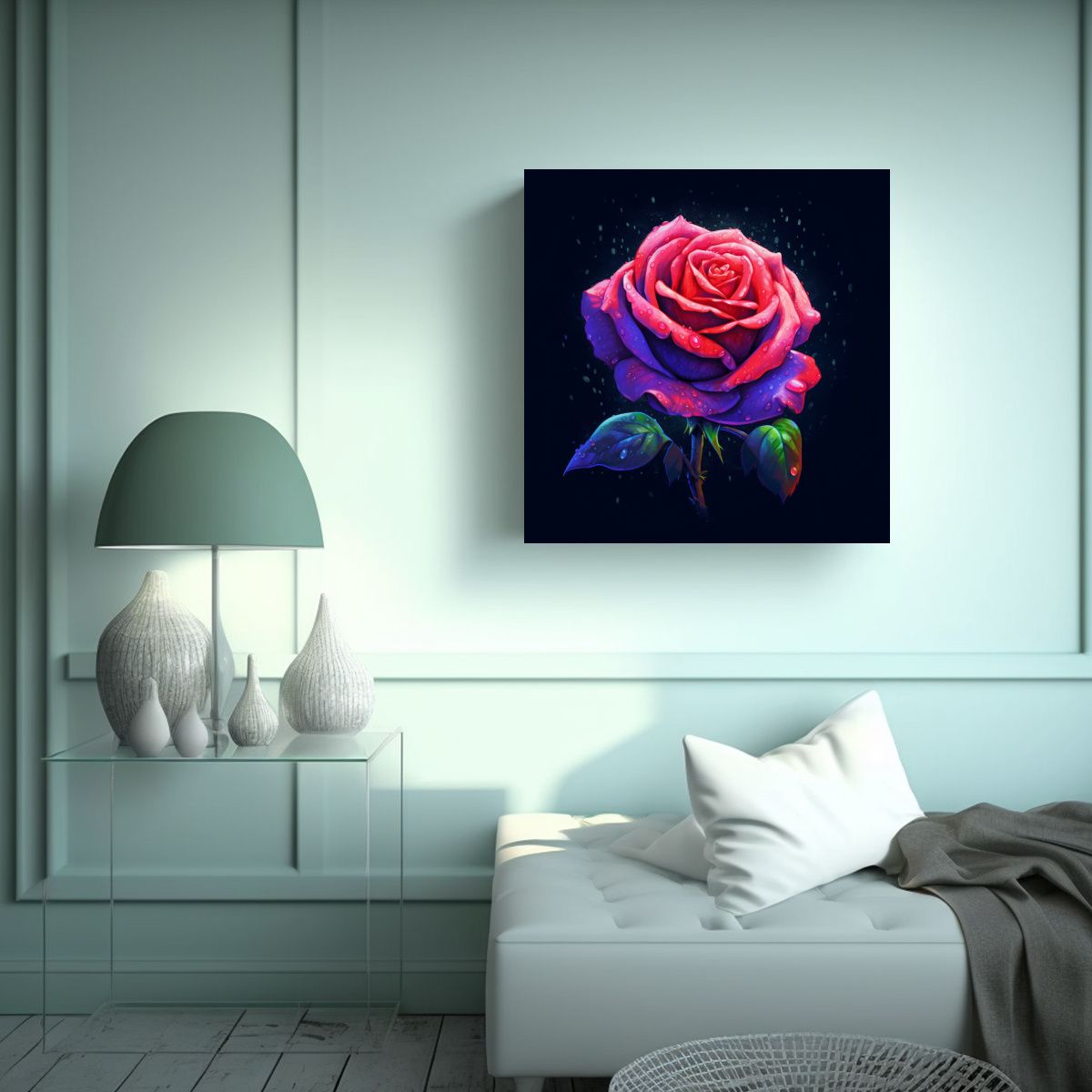 GENERICO - Pintura Mural Adorable Icono Vivo De Rosa 50x50 Cm