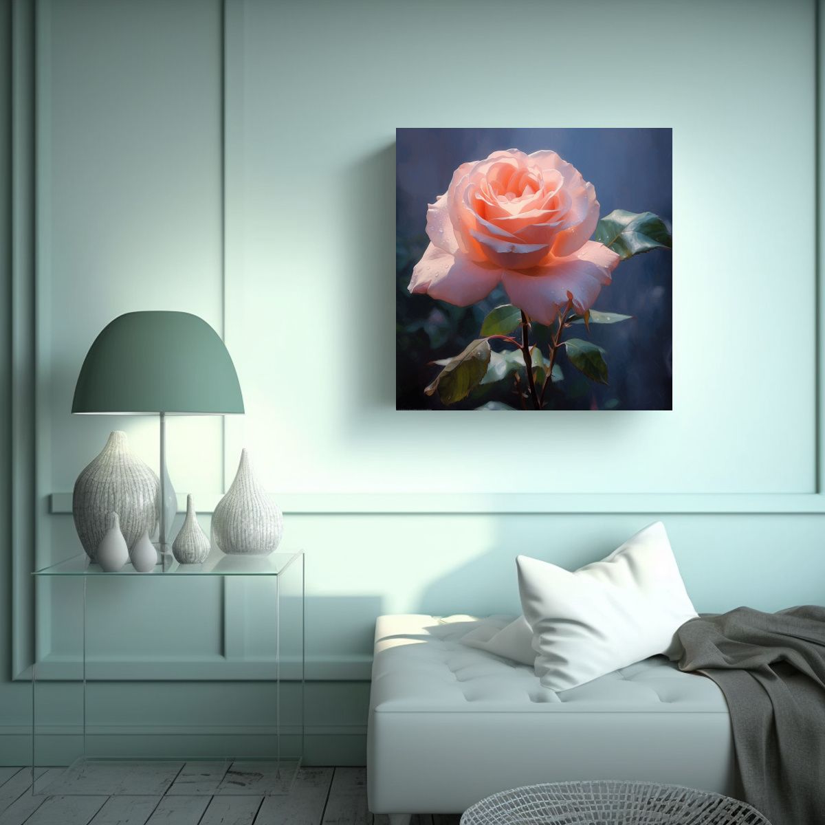 GENERICO - Arte Abstracto Juvenil, Pintura Elegante De Rosa, 80x80 Cm