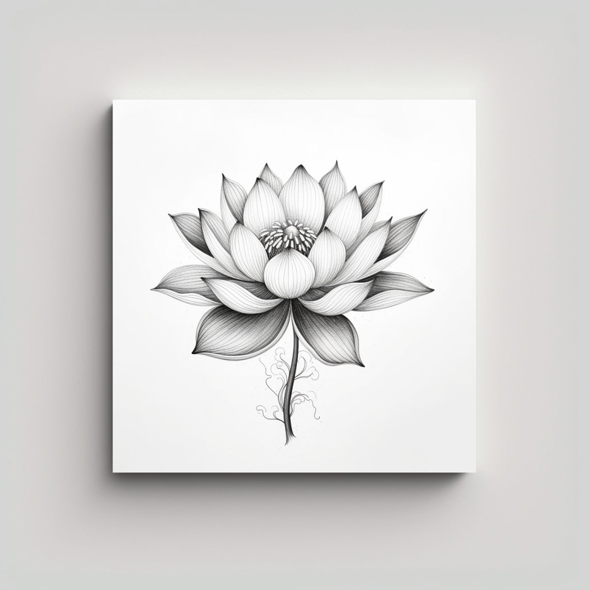 GENERICO - Bastidor De Tela Arte Lotus Negro En Estilo 70x70 Cm