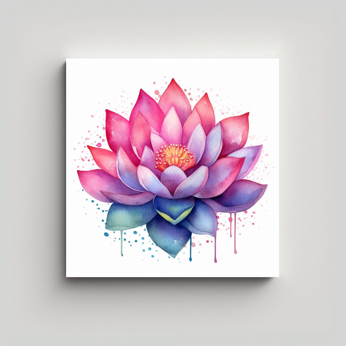 GENERICO - Cuadro Calidos Unica Acuarela Vibrante De Flor De 70x70 Cm