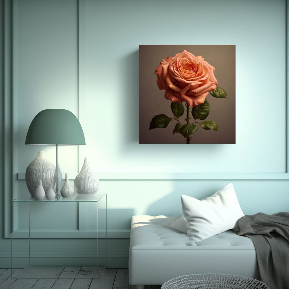 GENERICO - Cuadro Abstracción Minimalista: Rosa 30x30 Cm