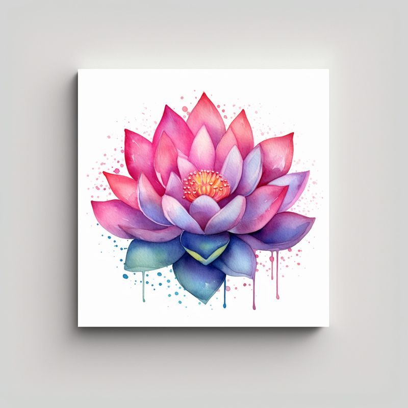 GENERICO - Cuadro Calidos Unica Acuarela Vibrante De Flor De 60x60 Cm