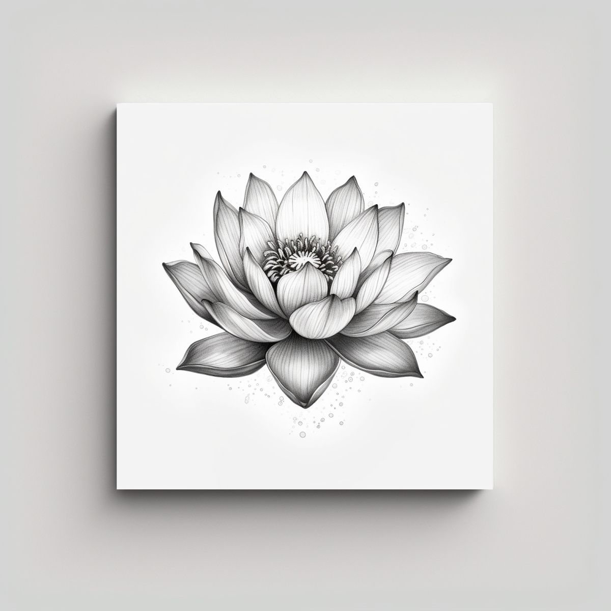 GENERICO - Lienzo Moderno Flor De Loto Dibujo Tinta 90x90 Cm