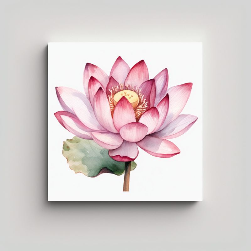 GENERICO - Arte Acuarela Vibrante De Flor De Loto, Diseño 80x80 Cm