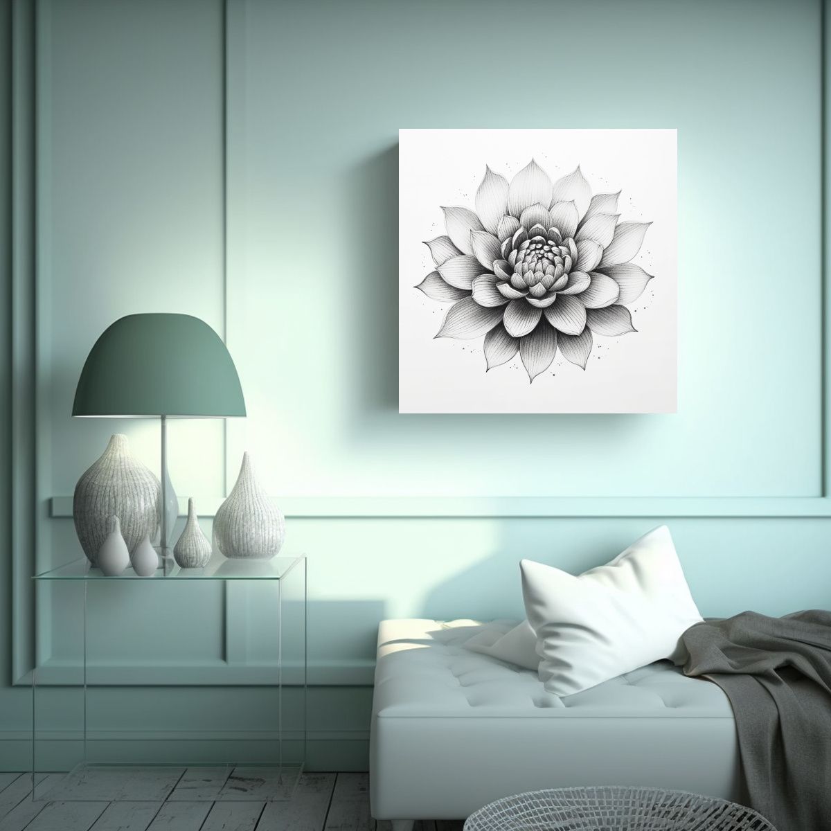 GENERICO - Lienzo Creativo Tinta Visual Flor De Loto Estilo 80x80 Cm